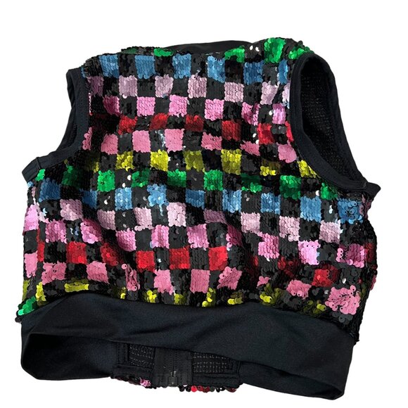 Weissman Sequin Dance Vest Checkered Multicolor Polyester/Spandex Child Small - Picture 2 of 5